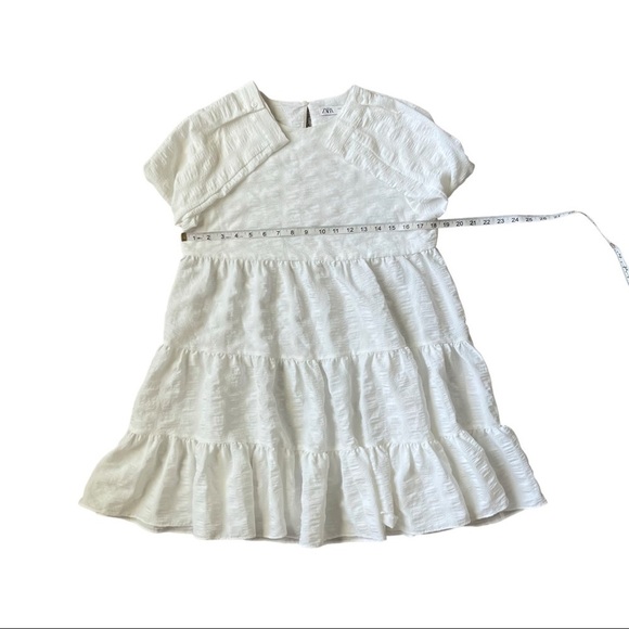 ZARA Tiered Textured White Mini Dress LIKE NEW!! - Picture 5 of 7